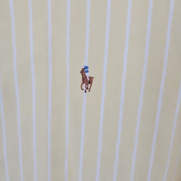 Ralph Lauren Men's Yellow with White Stripe Button Down Shirt Size 2XL - Picture 5 of 6